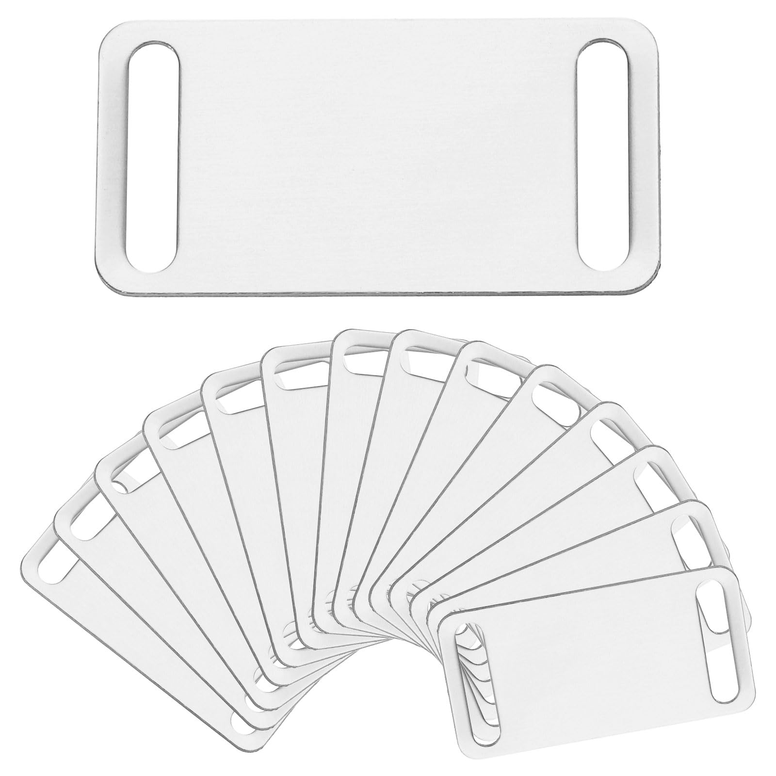 sourcing map 20 Pcs Anodized Aluminum Blank Tags 22.5mm Blanks Stamping Pet ID Tag with Holes for Engraving Sided DIY Art Craft Gift, Silver