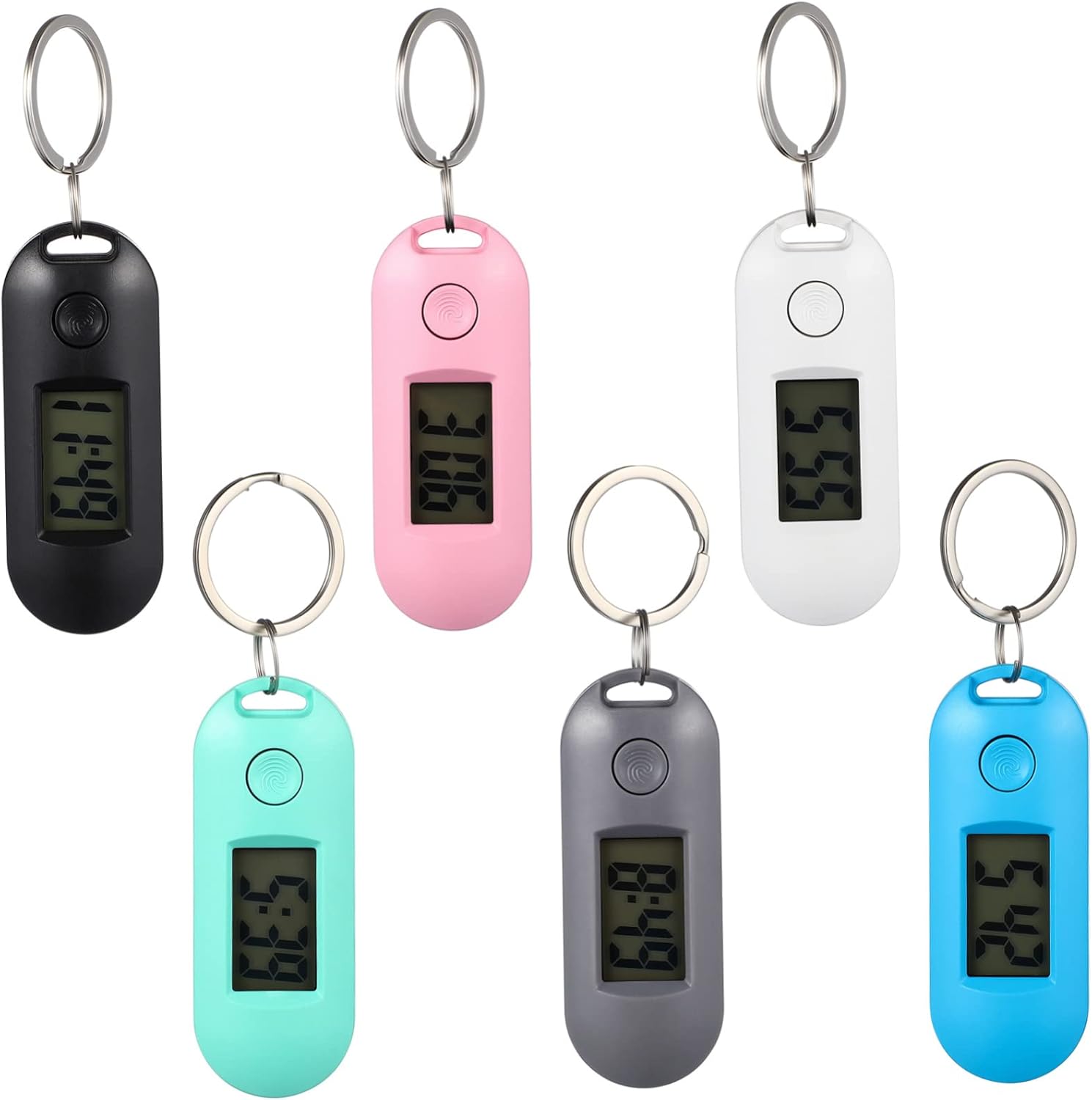 6 Pcs Electronic Watch Digital Pocket Watch with LED Portable Keychain