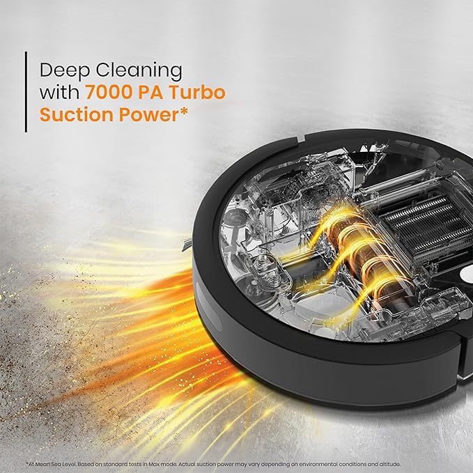 Image of Vacuum Cleaner, Black, LiDAR Navigation 3.0, Auto Dust Disposal, 4L Bag, App Control, Battery Powered (Turbo 7000Pa Suction Home Mapping)