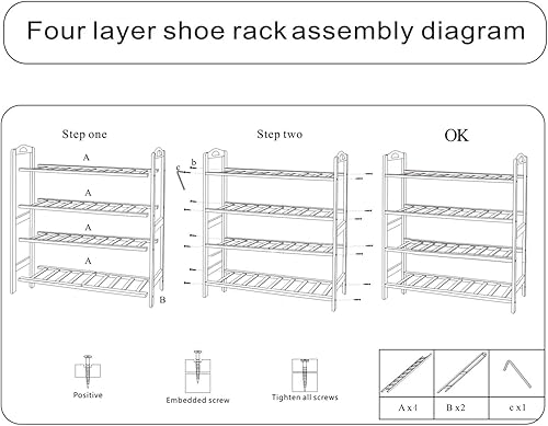 Miniatura 7 de Zapatero para armario, 12 listones, 4 niveles, organizador de zapatos de bambú, estante estrecho para zapatos, estante para zapatos, 16 pares,