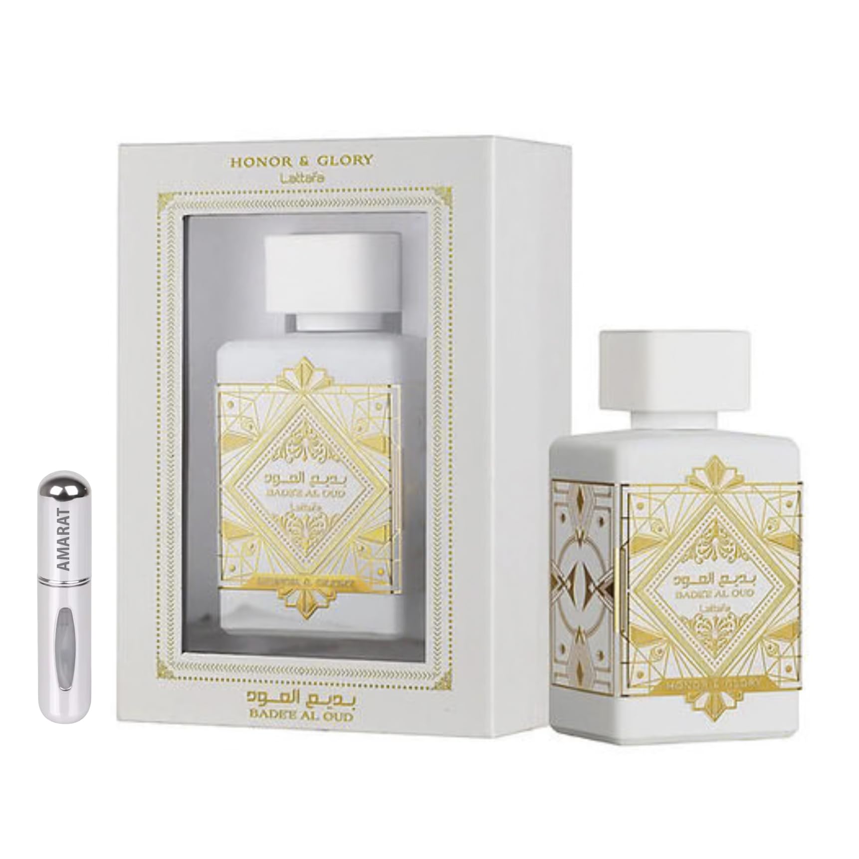 Badee Al Oud Honor & Glory Originale 100 ml Eau de Parfum Importato da Dubai con Profumi di Lunga Durata, Include Spray Ricaricabile da 5 ml (Honor & Glory)