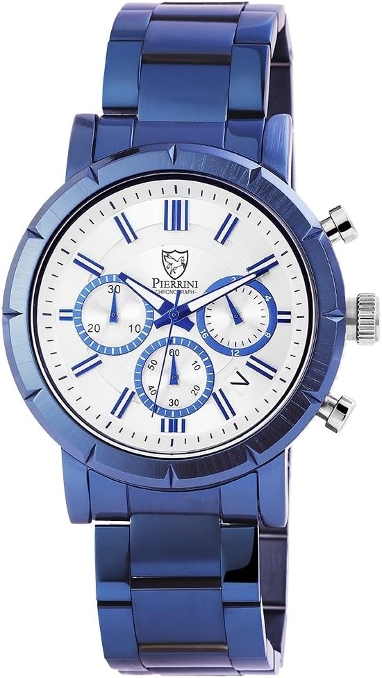 Pierrini Chronograph Stainless Steel Watch Bracelet in Moroccan Blue Quartzite 291092500004