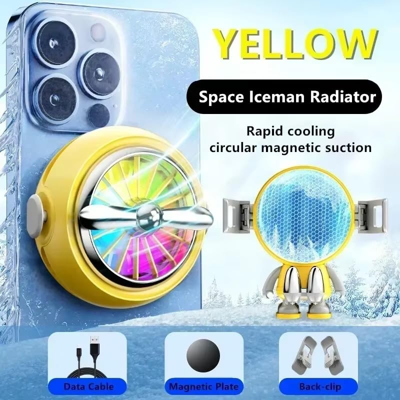 Image of BKN Magnetic Mobile Cooler Fan, Wired with Back Clip USB Powered Radiator Semiconductor Technology Compatible with iPhone 12 /13 /14 /15, iPad & Android Instant Gaming Fan, Mobile Cooling Fan (A02)