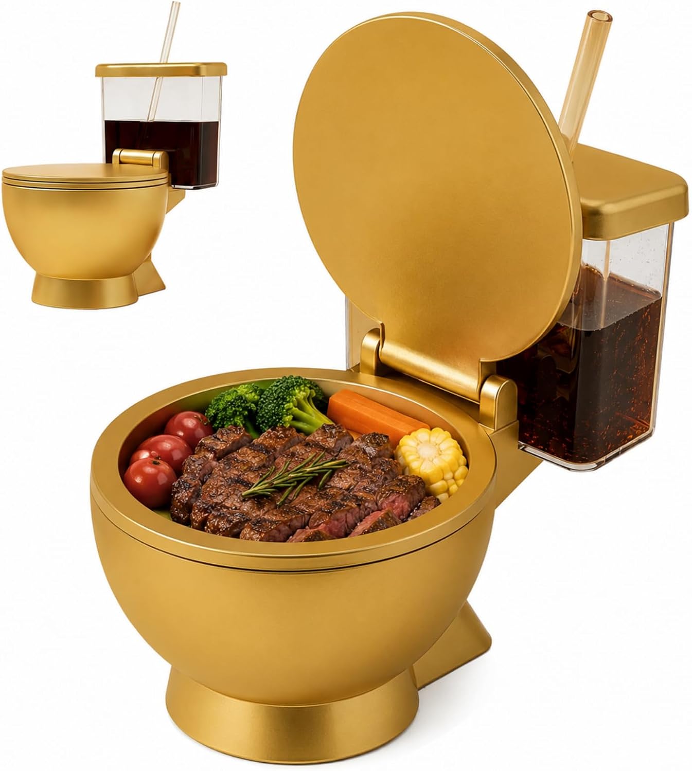 Toilet Ramen Bowl, Novelty Toilet Shaped Ceramic Ramen Bowl Set with Drink Cup and Straw, Funny Noodle Bowl for Instant Noodles, Soup and Snacks, Unique Gag Gift for Food Lovers, Friends and Family