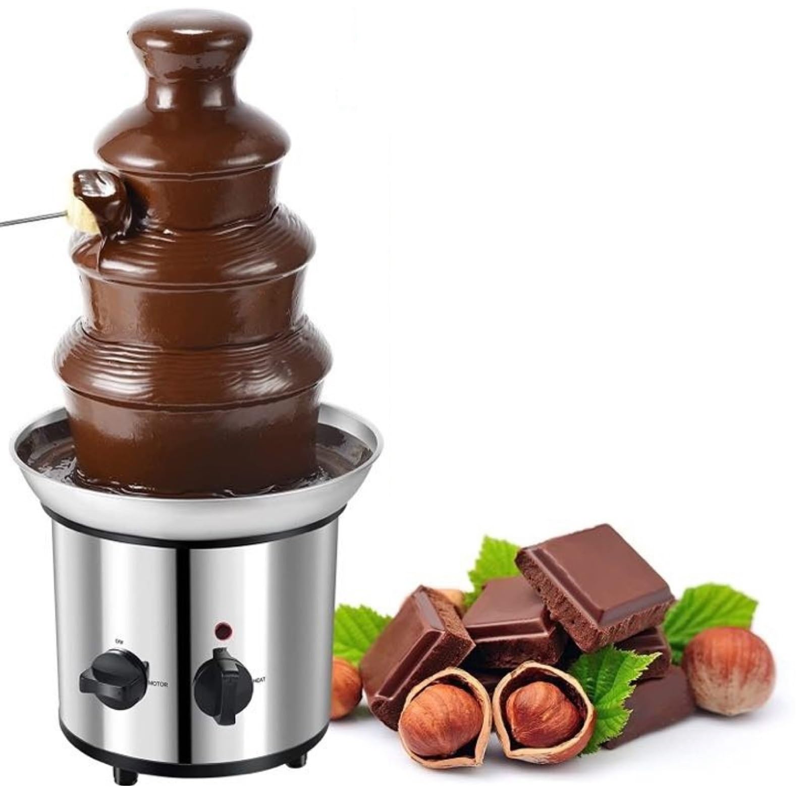 Fontana di Cioccolata Calda fonduta Commerciale in Acciaio Inox Lusso Festa Matrimonio Ristorante Hotel Perfetto per Bambini Formaggio Salsa Barbecue 4 Livelli