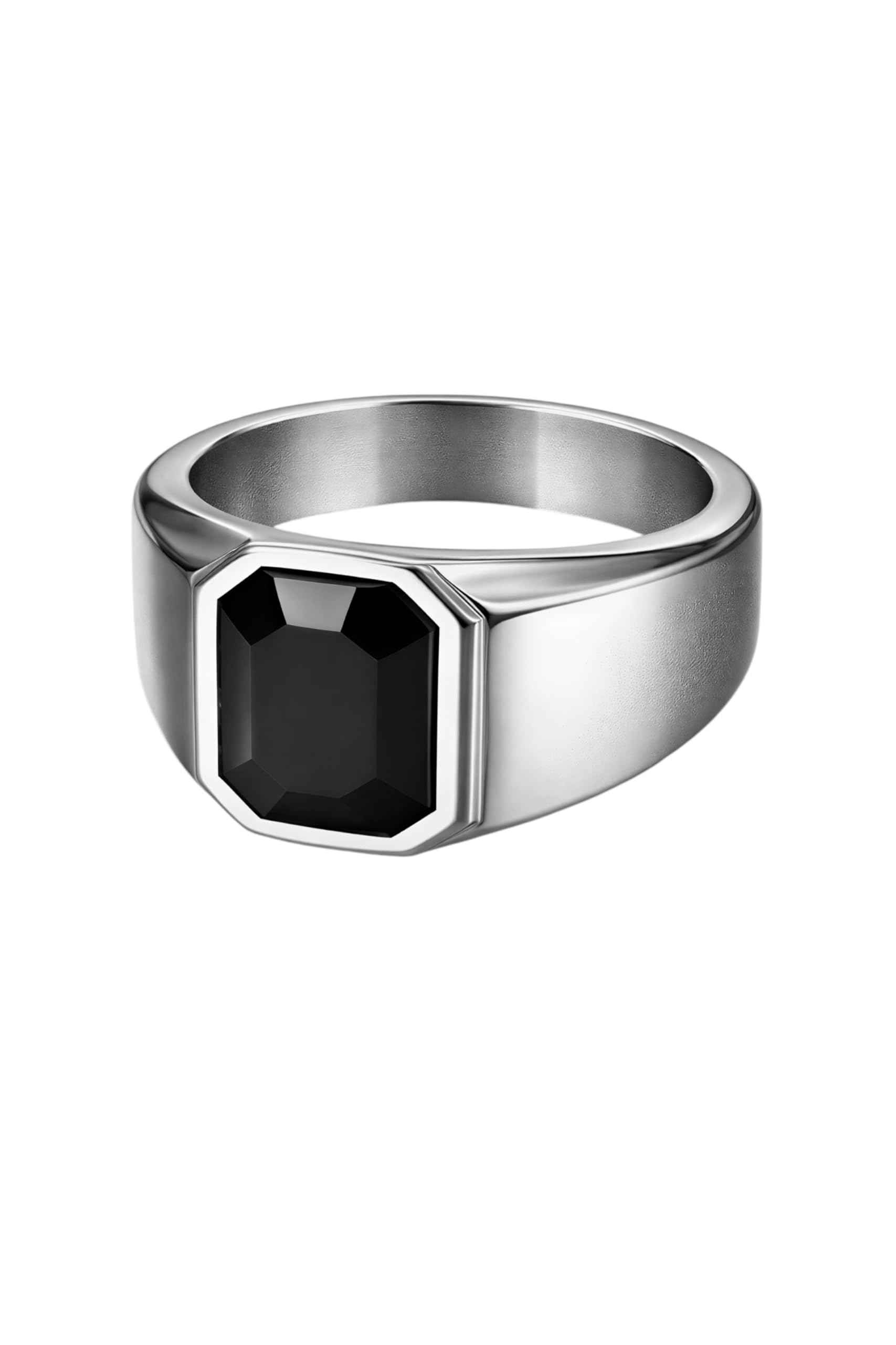 Men’s Stainless Steel Signet Ring with Black/Blue/Green/Red Stone – Premium Polished Band | Adjustable Statement Ring for Men | Stylish Party, Wedding & Daily Wearable Jewellery-image-7