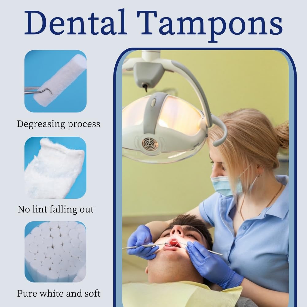 200 rotoli di lana dentata Panni Cotone per Dentisti,Rotoli Cotone Dentale,Tamponi Cotone per Dentisti,Batuffolo Cotone Arrotolato,Batuffoli di Cotone Arrotolato Dentale,Cotone Altamente Assorbente