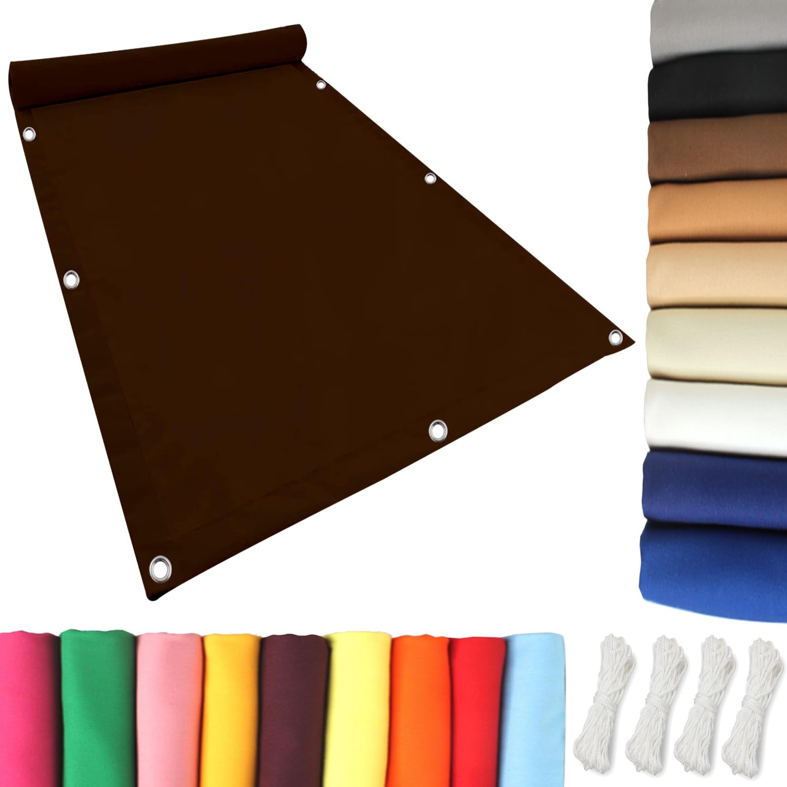Voile d'ombrage terrasse filet brise vue marron pour patio extérieur