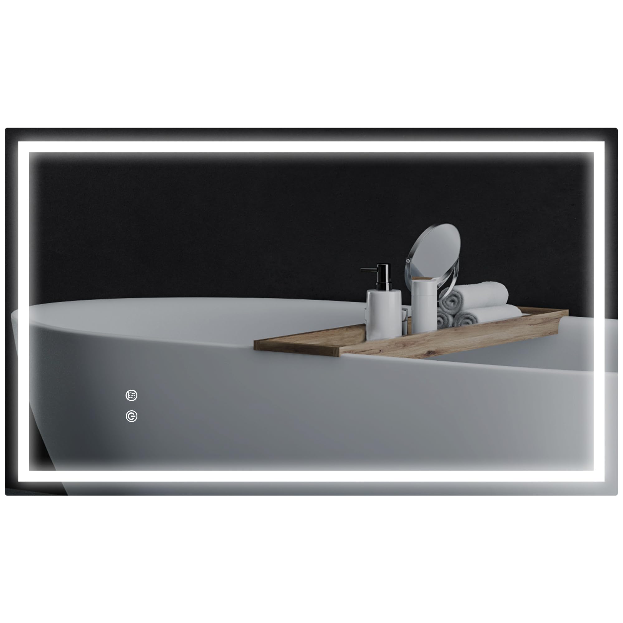 HOMCOM Espejo de Baño con Luz LED de 3 Colores 100x60 cm Espejo de Pared con Luz Retroiluminado Antivaho Brillo Regulable Interruptor Táctil IP44 Montaje Horizontal o Vertical