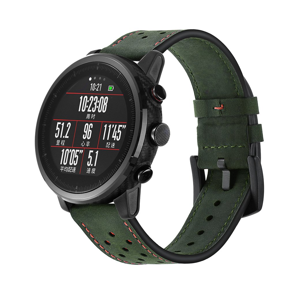MoreToys 22MM Genuine Leather Replacement Accessory Watch Band Wrist Strap Bracelet for Huami Amazfit Stratos Smart Watch 2
