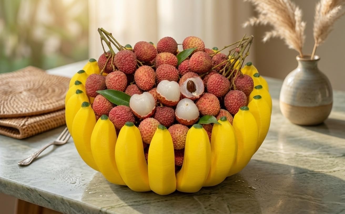Banana-Shaped Fruit Bowl, Yellow, Decorative Kitchen Basket, Novelty Design, Table Centrepiece-image-11