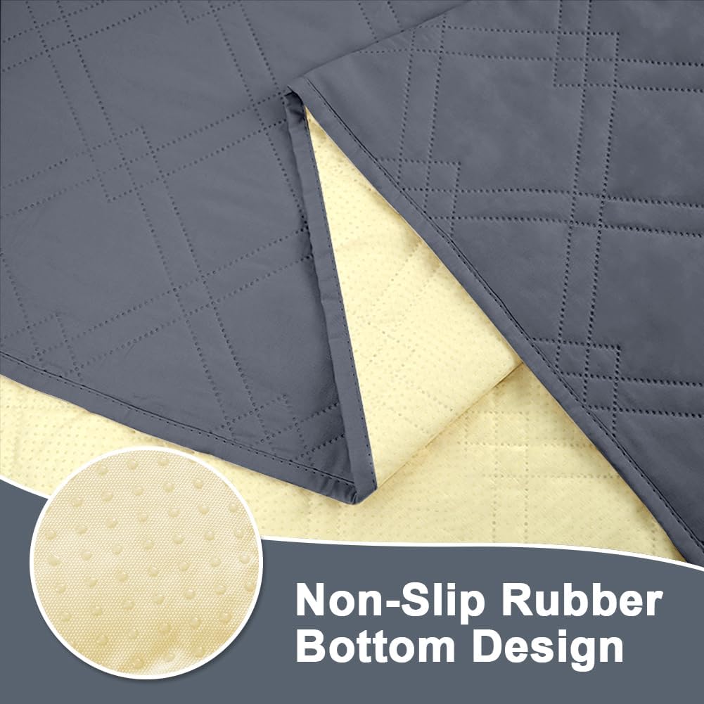 DUJUIKE Copridivano impermeabile, Coperta 100% impermeabile per cani, telo impermeabile divano, Copriletto impermeabile per cani,gatti, fondo antiscivolo (Grigio-blu, 208-208cm(1 Pack))