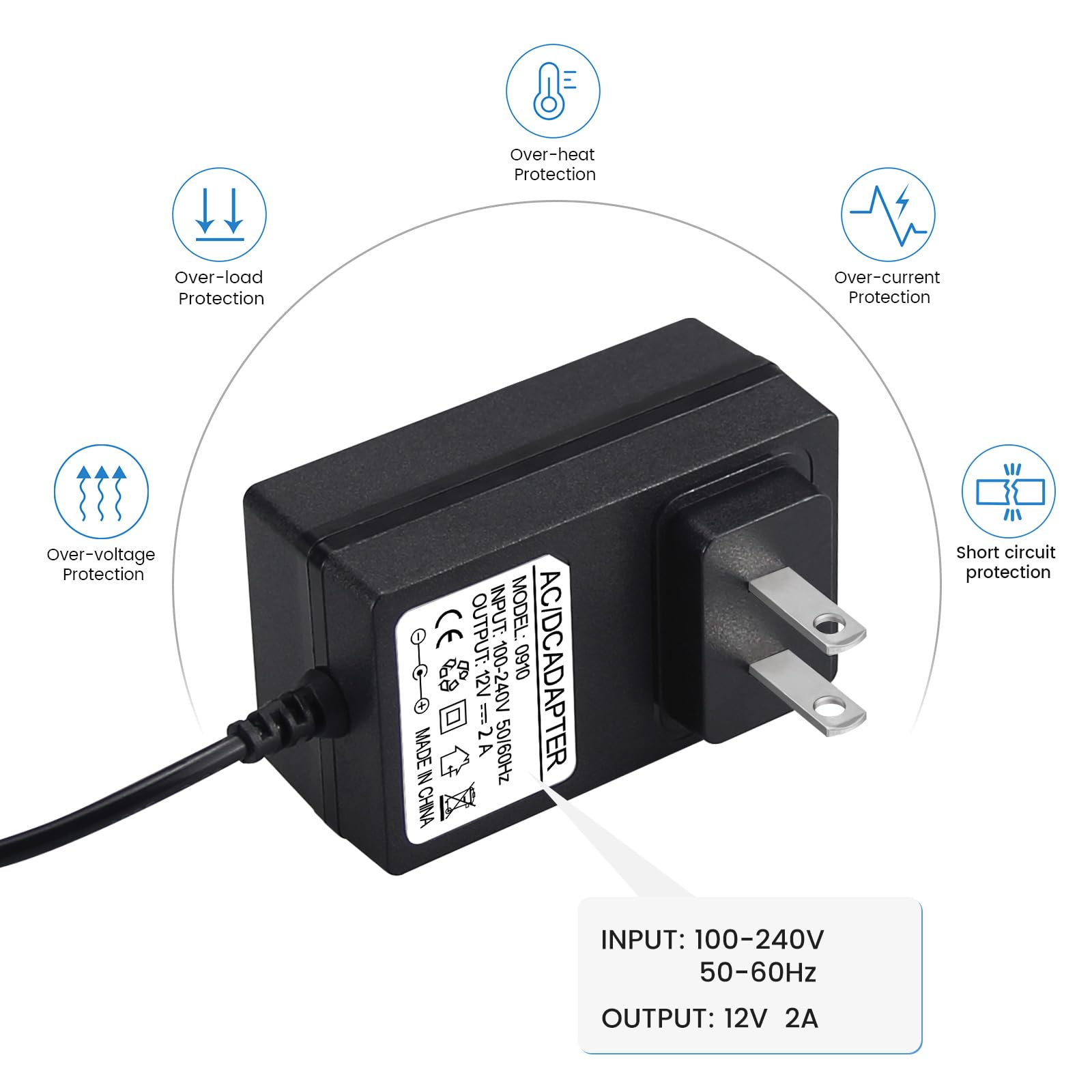 Cavo di alimentazione da 3 m per tastiera Yamaha PSR, YPG, YPT, DGX, DD, cavo di ricarica per pianoforte digitale, adattatore di alimentazione 12 V con indicatore luminoso