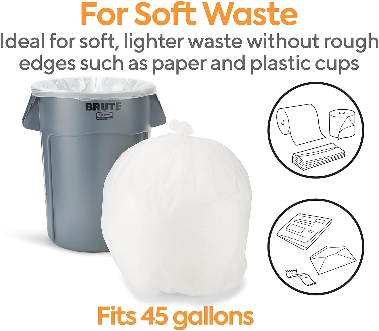 Coastwide Professional 40-45 Gallon Trash Bag, 40" x 48", High Density, 22 mic, Natural, 150 Bags/Box