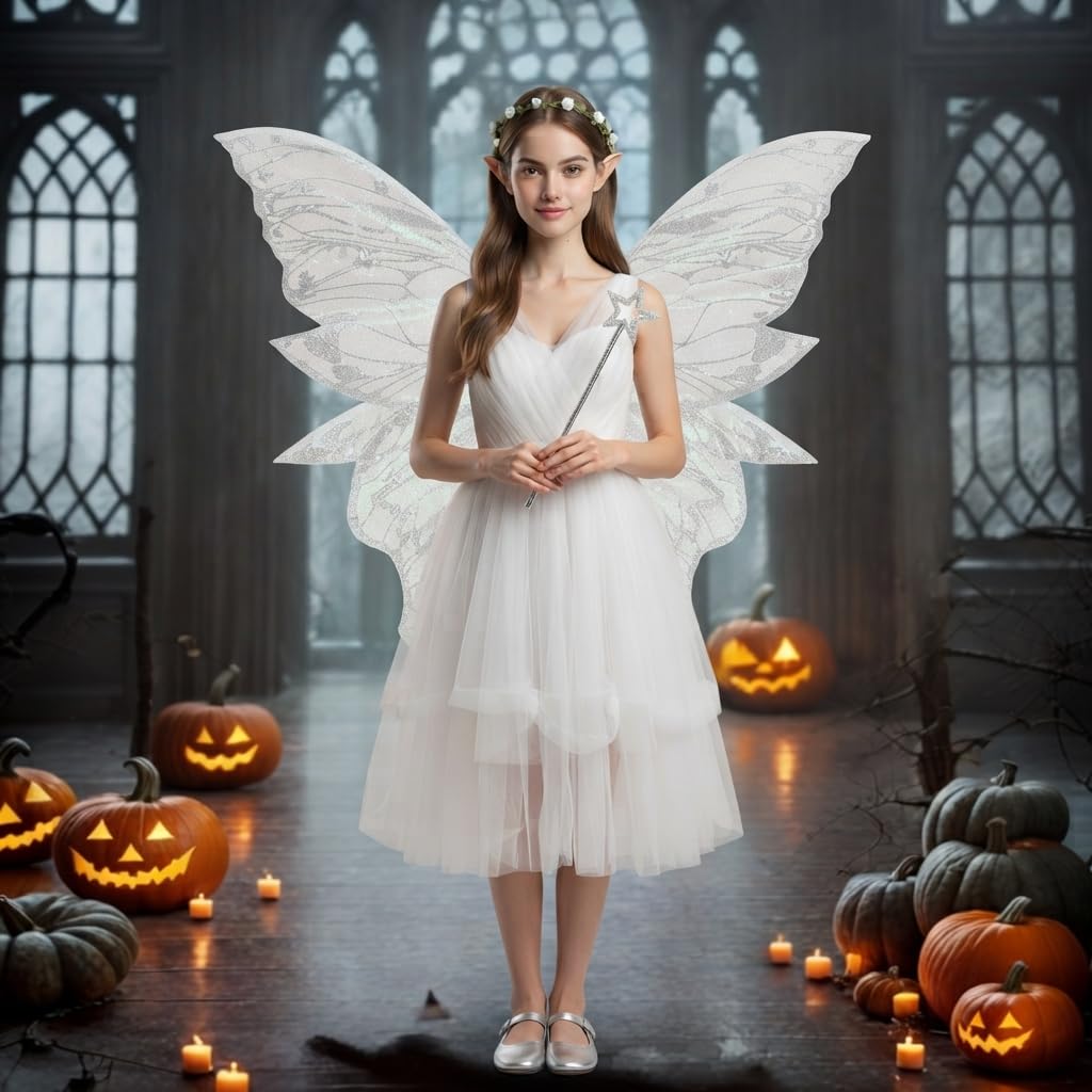 4pcs Halloween Fairy Wings Set for Girls Women Fairy Wings for Adult
