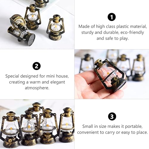 Miniatura 5 de 10 Uds. Mini linterna de Navidad lámpara de aceite de cámara rústica miniatura lámpara de aceite linterna retro lámpara de queroseno luz de