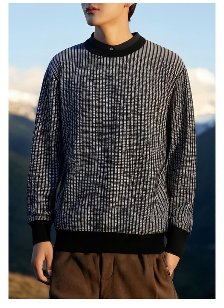 Camisa Falsa De 2 Piezas Jersey Casual Suéter Suelto De Manga Larga De Otoño E Invierno para Hombres