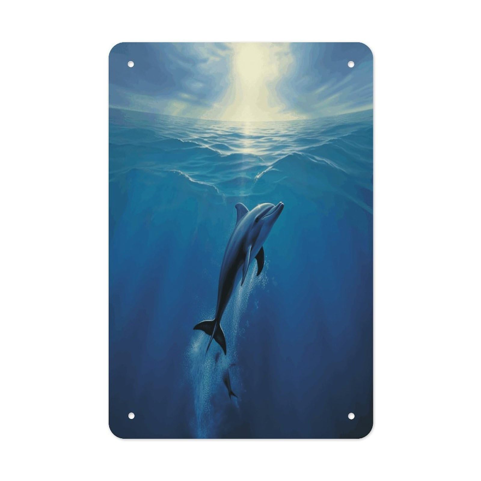 VstaDank Dolphin in The Ocean Metal Tin Signs Personalized Wall Art Prints Decoration Art Poster Funny Vintage Tin Sign Iron Sheet Painting Metal Signboard Decor Painting for Wall Decor