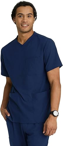 Skechers Vitality by BARCO Crew - Camiseta médica con cuello en V cruzado, camiseta médica de tela sostenible para hombre