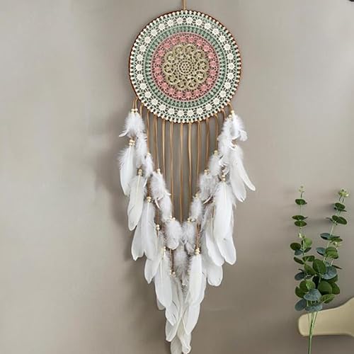 Miniatura 4 de Malicosmile Atrapasueños grandes para pared con plumas blancas, gran atrapasueños de 12 pulgadas de diámetro para habitación, techo, pared, ventana,