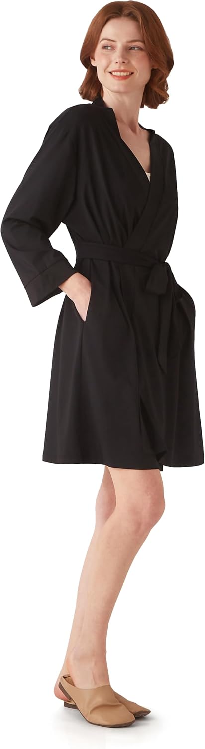 Womens Robe Lightweight Short Knit Bathrobe Soft Ladies Sleepwear with Pockets,lightweight summer robes for women