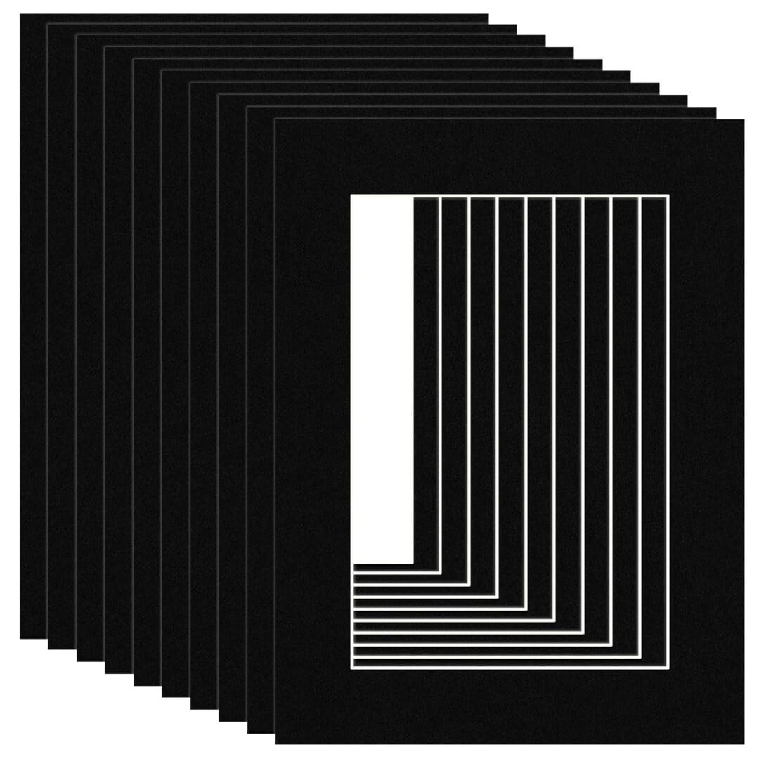 Procut Global 16x12" Black Picture Mounts Board to Fit 12x8" Aperture Size - Photo Mount Card Ideal for Prints, Artwork, Crafts & Certificates - Sizes & Colors Available - Pack of 10 โ image 1