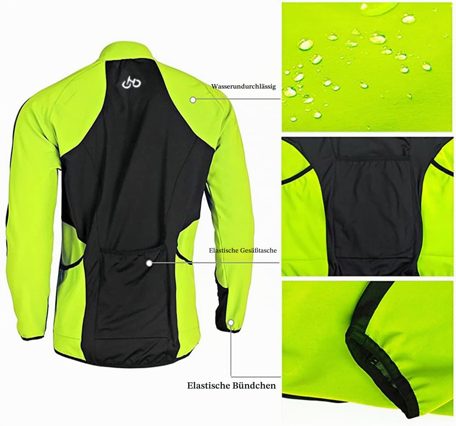 Herren Langarm Radjacke set Winter Thermal wasserdicht Winddicht Atmungsaktiv Fahrradjacke und Radhose mit Sitzpolster Fahrradbekleidung Set Radsportanzüge trikot set mit Thermofleecefutter