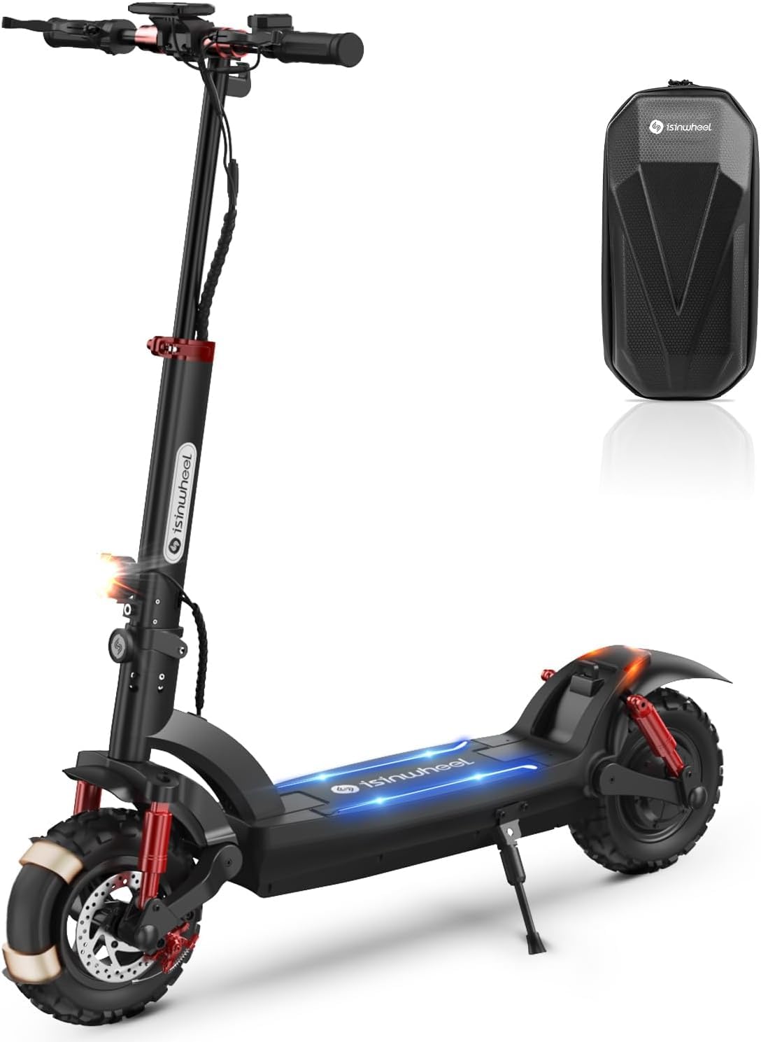 isinwheel GT2 Monopattino Elettrico Adulto Fuoristrada, Autonomia 60 km, Batteria 48V 15Ah, Ruote 11", Doppio Freno, Sospensioni Anteriori e Posteriori, Pieghevole, LED e Frecce, Carico 150 kg