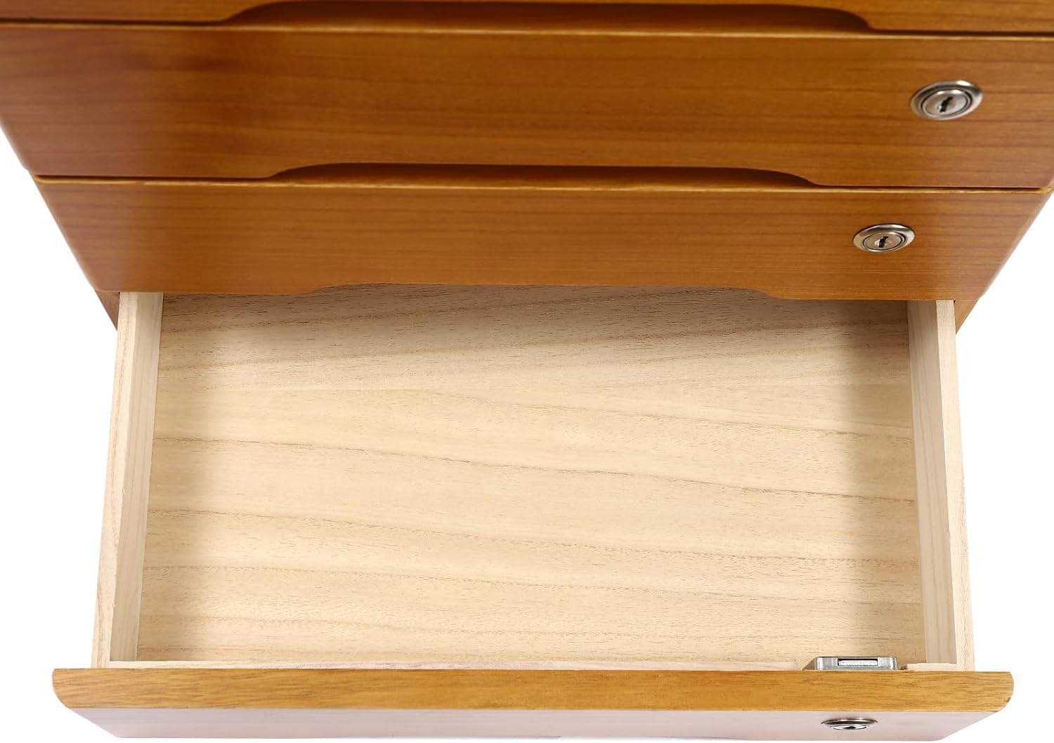 Organizer da Scrivania in Legno A 4 Ripiani con Serratura per Articoli da Ufficio, Gioielli E Accessori - Elegante Mobiletto Portaoggetti da Scrivania per Casa E Ufficio