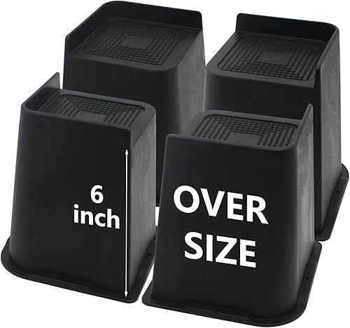 Paquete de 4 elevadores de cama de gran tamaño de 6 pulgadas, resistentes, elevadores de muebles, elevadores de cama negros para mesa, sofá, silla,