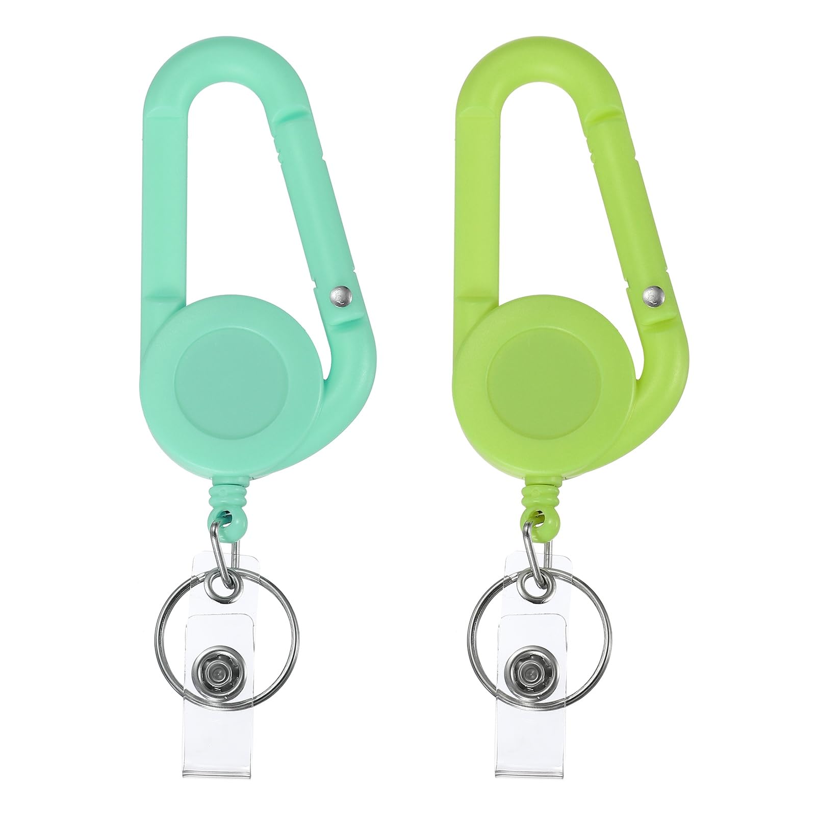 PATIKIL 2 Pack Retractable Keychain Belt Clip, Retractable ID Badge Reel Plastic Card Holder Reel Badge Holder Clip for Women Volunteers Teacher Office Business, Light Green, Light Blue