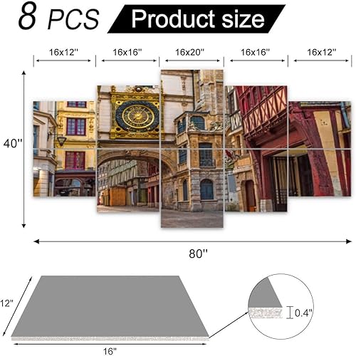 Miniatura 6 de Paneles de pared acústicos insonorizados Antiguos y acogedores famos callejeros grandes relojes Gros Horloge Normandía Francia Autoadhesivo Arte