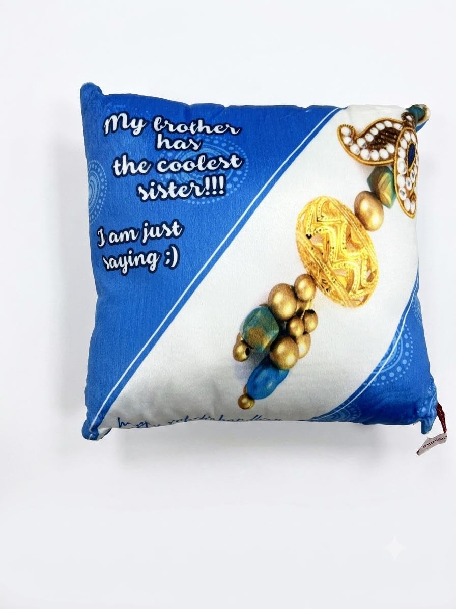 Rakhi Gifting 8 INCH X 8 INCH Cushion with Quotes (Light Blue) | Printed Design, Square Shape-image-41