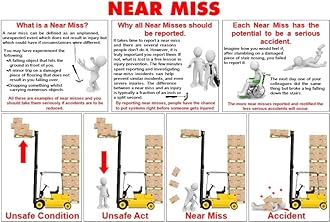 Near Miss What is a Near Miss? Unsafe Condition, Unsafe act, Near Miss, Accident Sign Foam Board, Waterproof Sticker Fixed on Foam Board, Backside Strong doubleside Tape