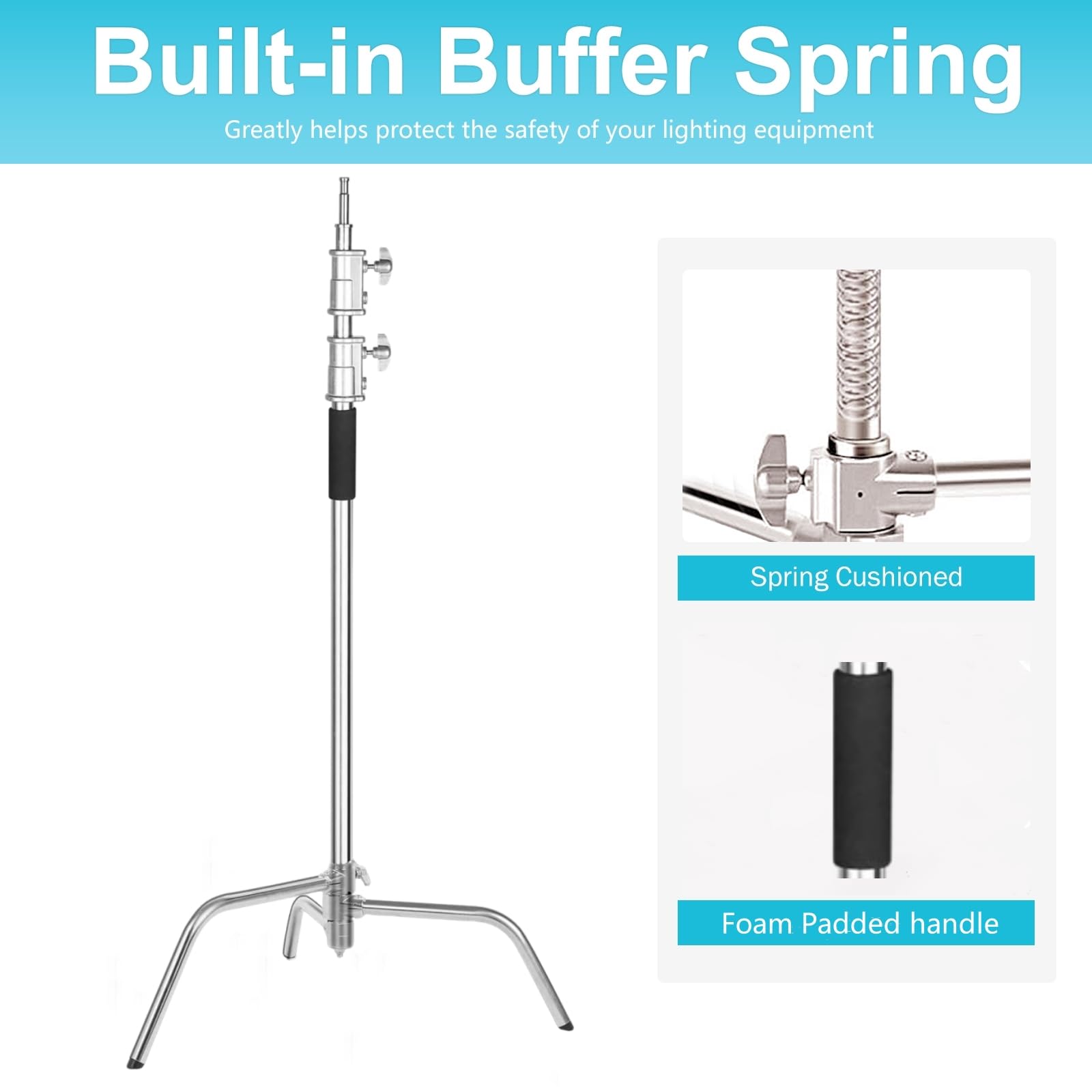 Bolluma Kit De Support En C Robuste En Acier Inoxydable Pour Photographie - Trépied Réglable De 1,5 à 3 M - Trépied Robuste Pour Boîte à Lumière