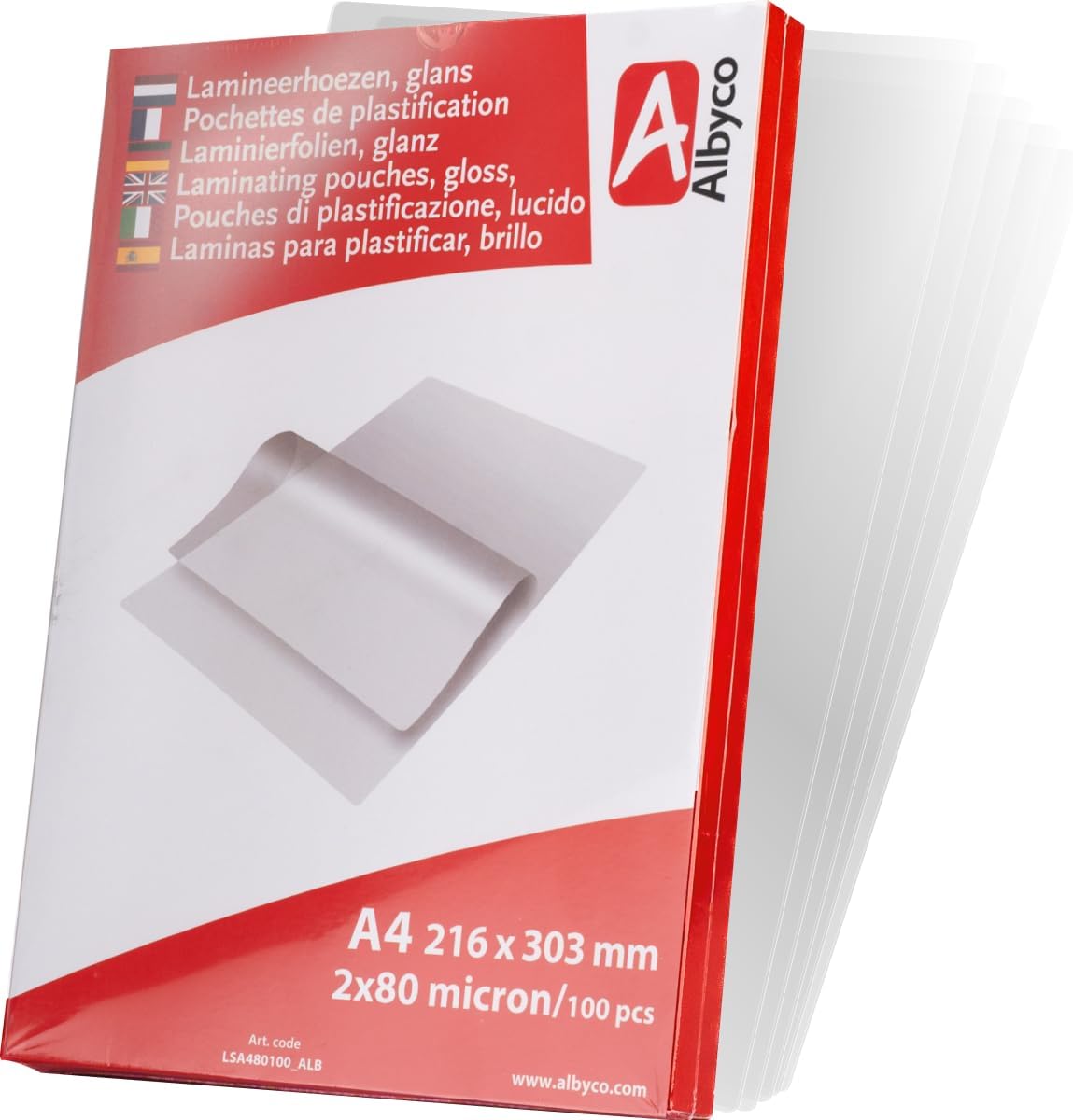 A4 Laminating Pouches 160 Micron (2x80) - 100 Pack - Glossy, A4 Size