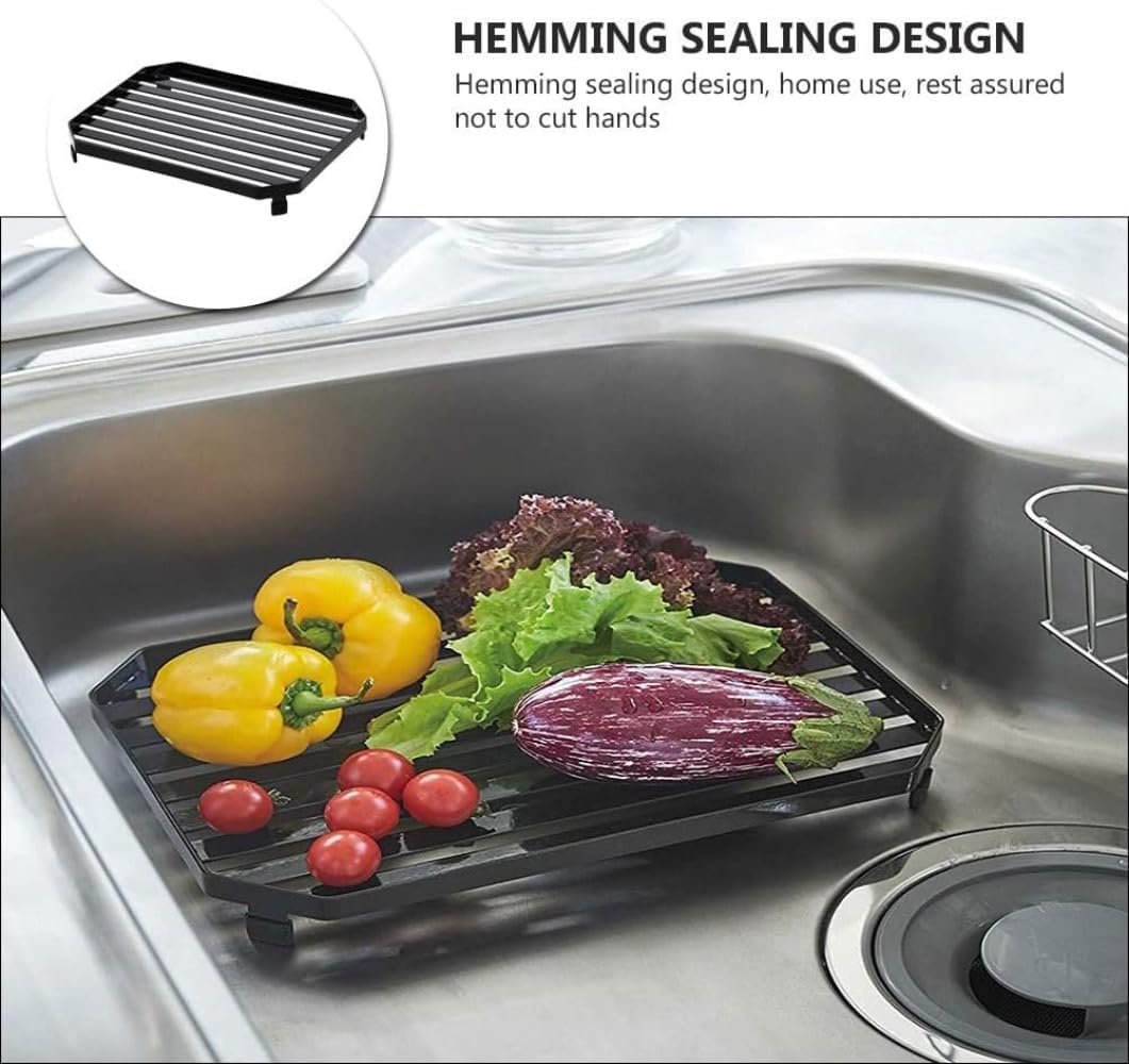 ステンレス水切りラック 1個 シンク上用 スリム設計 滑り止め 黒 一人暮らし キッチン食器乾燥収納用具