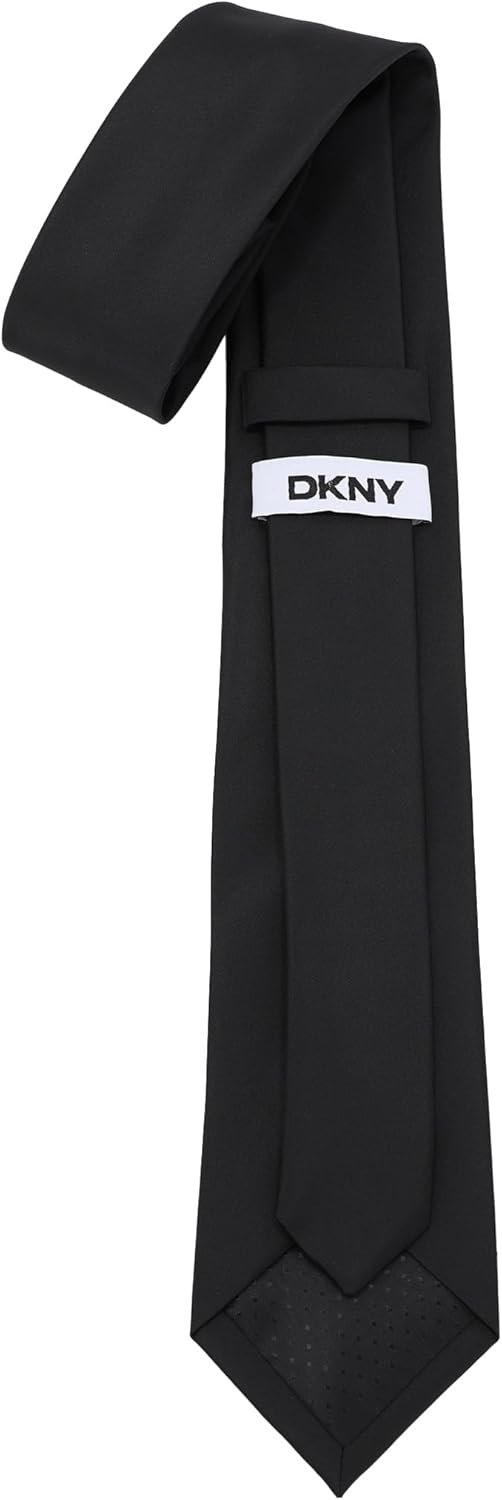 DKNY Men’s Black Solid & Pattern Necktie | Slim 2.75" Width | Modern Classic Formal & Business Tie