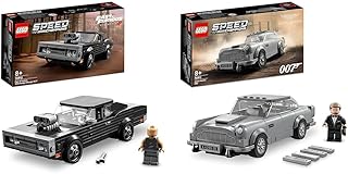 LEGO 76912 Speed Champions Fast & Furious 1970 Dodge Charger R/T & 76911 Speed Champions 007 Aston Martin DB5 James Bond Replica Toy Car Model Kit for Kids with Minifigure