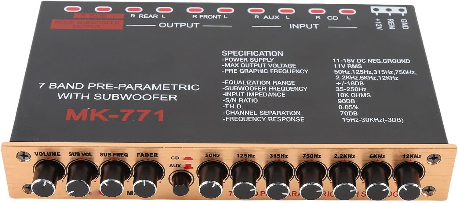7 Band Adjustable Frequency Car Graphic Equalizer for Premium Sound Enthusiasts and Tuning Car Systems