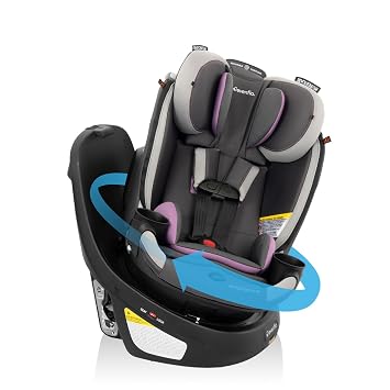 Evenflo Revolve360 Slim 2-in-1 Rotational Car Seat with Quick Clean Cover Sutton Purple