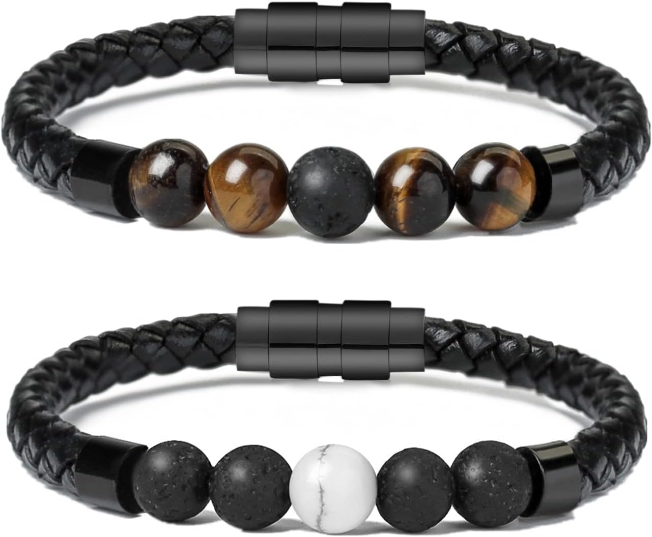 Leather Cremation Memorial Urn Bracelet Lava Stone 316L Stainless Steel Cremation Bangle Keepsake Urn Bracelet for Ashes