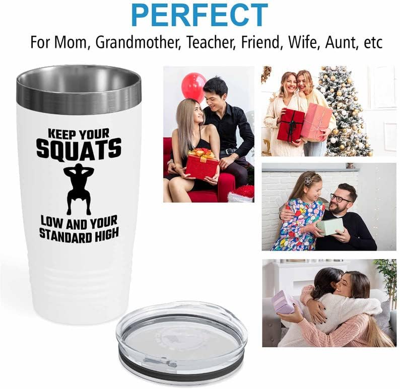Gym Squat White Tumbler 20oz - your standard high - Squat Bar Weights Funny Workout Pullup Rack Squat Tack Fitness