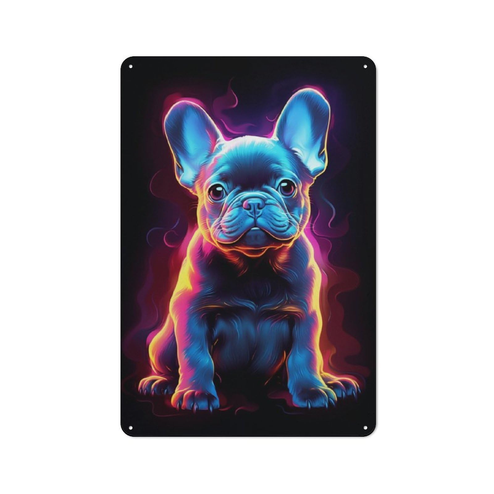 Junmoney French Bulldog Wall Art Tin Wall Plaque 30X20cm With For Bar Or Restaurant, Autumn Wall Decor For Hospitality Decor Collectors