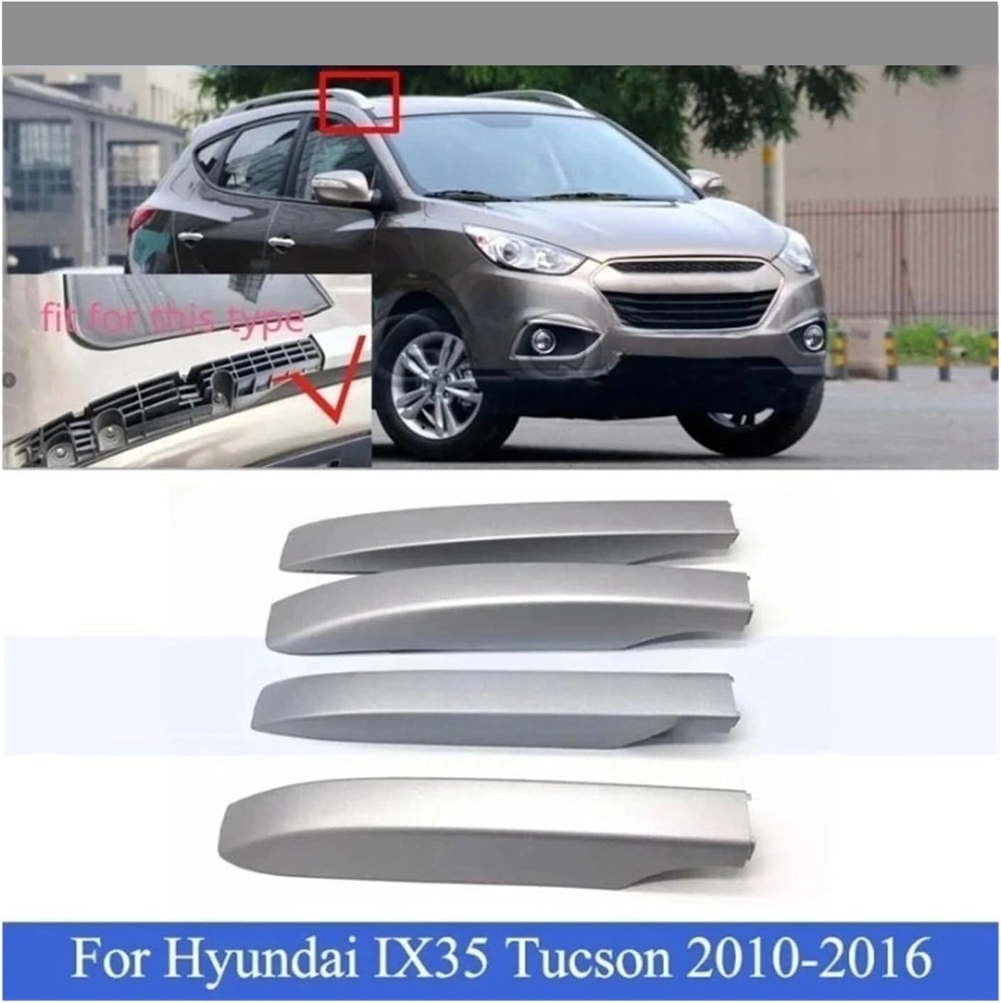 BVWBCR Sunroof Roof Luggage Rack Guard Cover Silver Luggage Rack Cover Car Rack Accessories(Tucson(Rear Left))