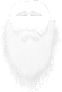 Fake White Beard Costume Self-Adhesive Eyebrows Fake Mustache Santa Beard White Gnomes for Party Cosplay Supplies - Buy now