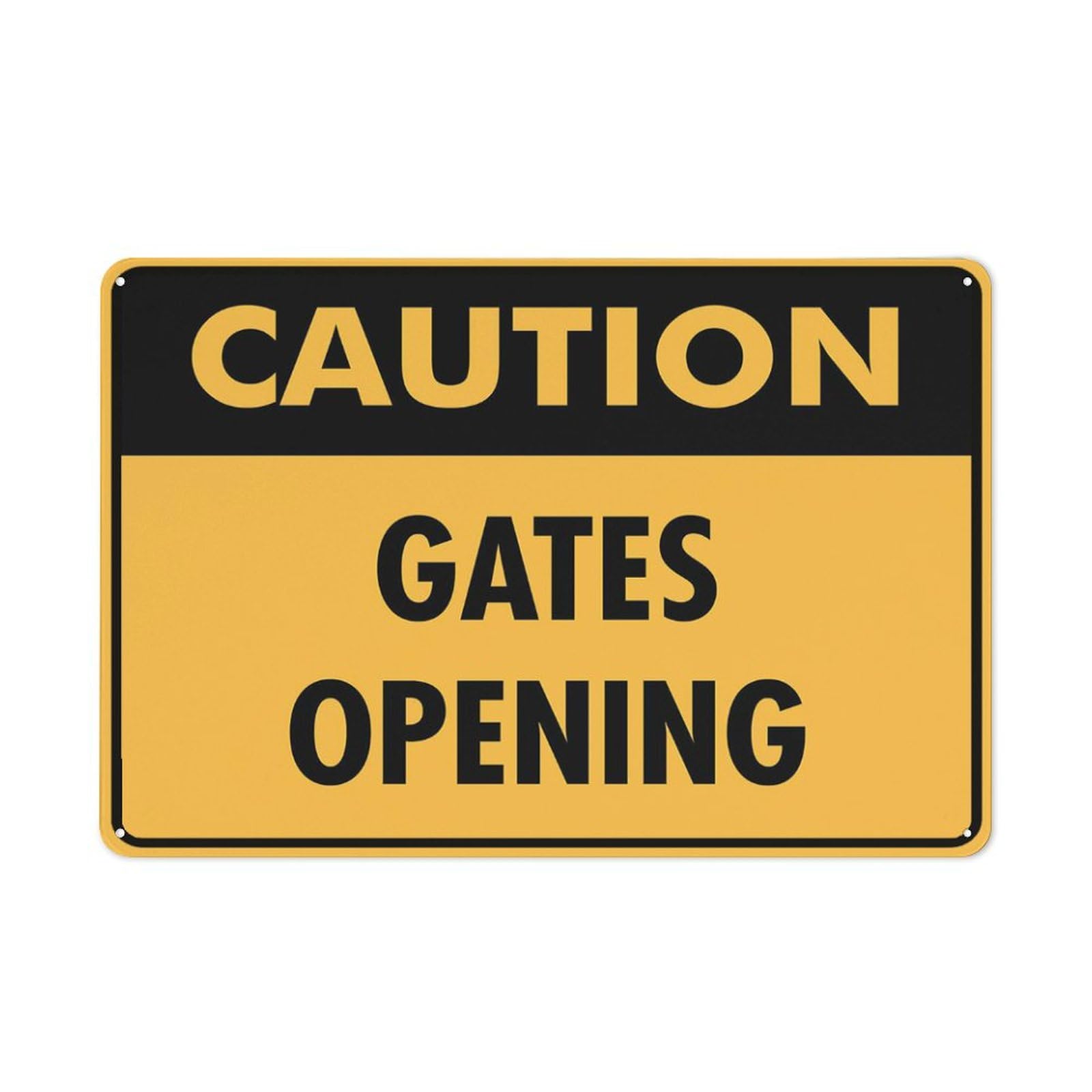 Caution - Gates Opening Sign, 8x12 Inch Metal Aluminum, Pre-Drilled Holes for Easy Mounting, Indoor/Outdoor Use for Fence, Door, Gate