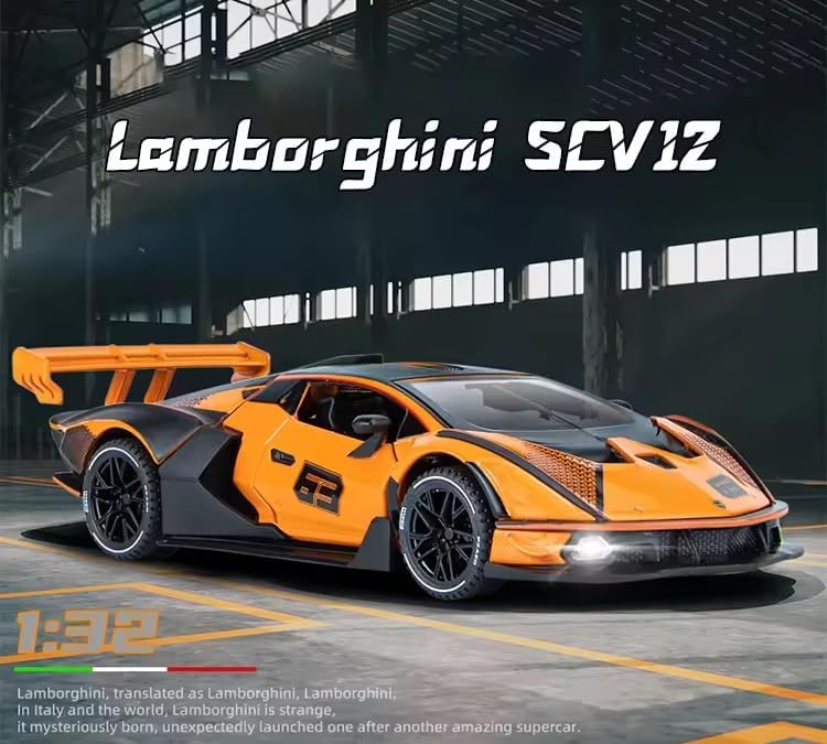Image of 1:32 Scale Lamborghini Essenza SCV12 Toy Car | Metal Pullback Diecast Car for Kids with Openable Doors, Sound, Light Effects Toy for Car Enthusiasts (Color As Per Available),multicolor