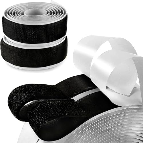 Cinta adhesiva negra de 58 pulgadas de ancho, cinta adhesiva de gancho y bucle de 1 yarda de longitud, cinta adhesiva negra resistente para fijación