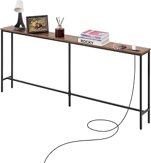VEVOR Narrow Console Table, 70.9" Behind Couch Shelf with Power Outlets, 1-Tier Long Entryway Shelf, Narrow Sofa Table wit... Price In India